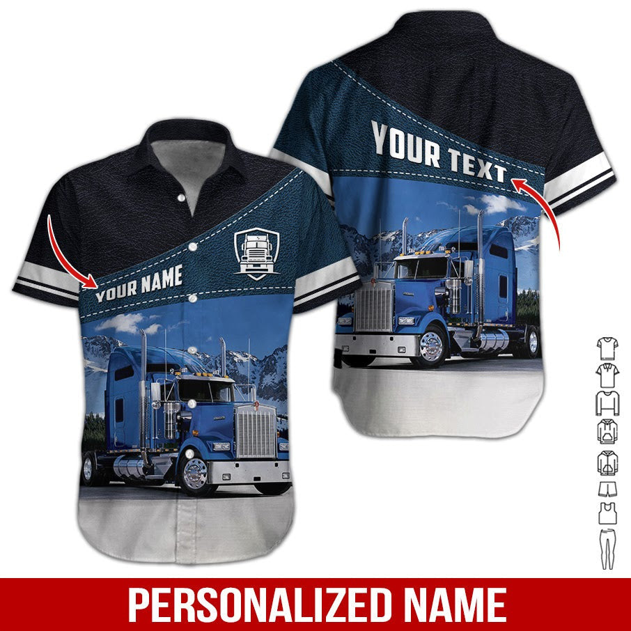 Customized Name Love Truck 3d Printed Shirt, Ideal Present For Grandpa, Uncle, Or Friend Who Is A Trucker, Apparel Truck Driver Shirt