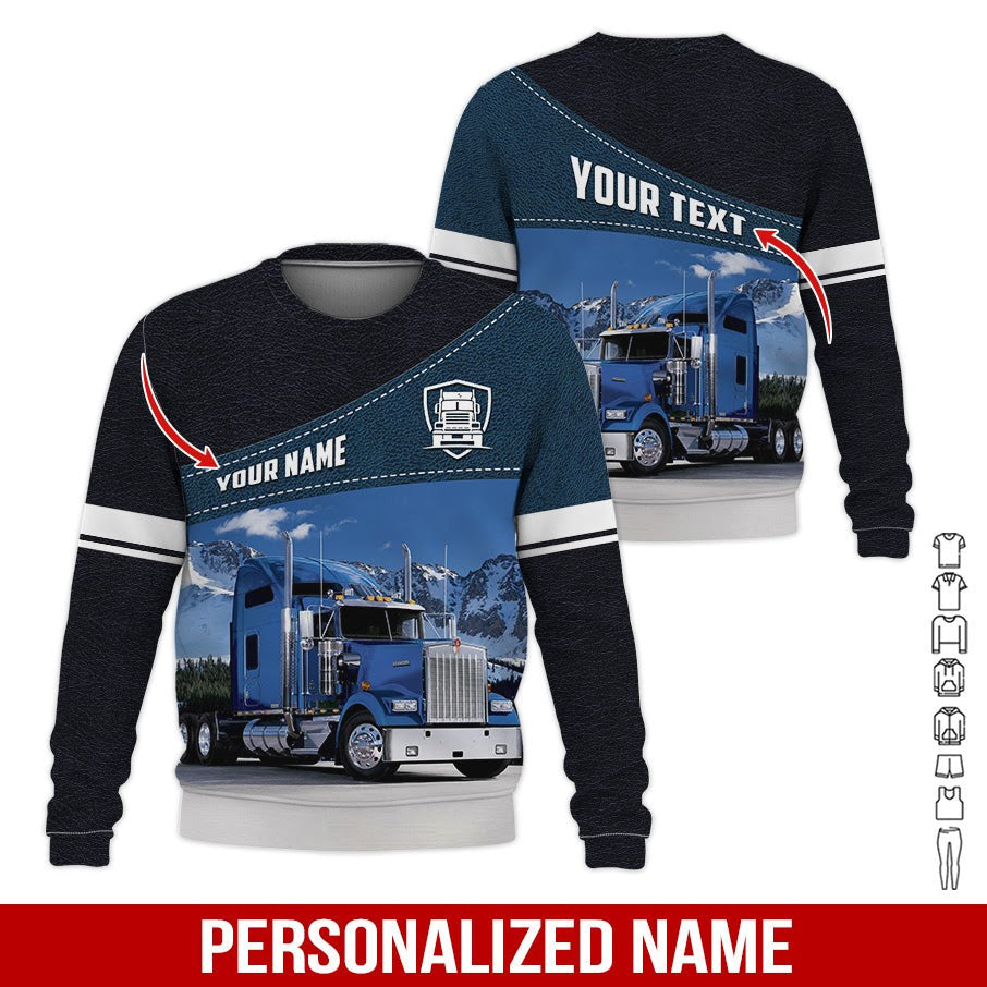 Customized Name Love Truck 3d Printed Shirt, Ideal Present For Grandpa, Uncle, Or Friend Who Is A Trucker, Apparel Truck Driver Shirt