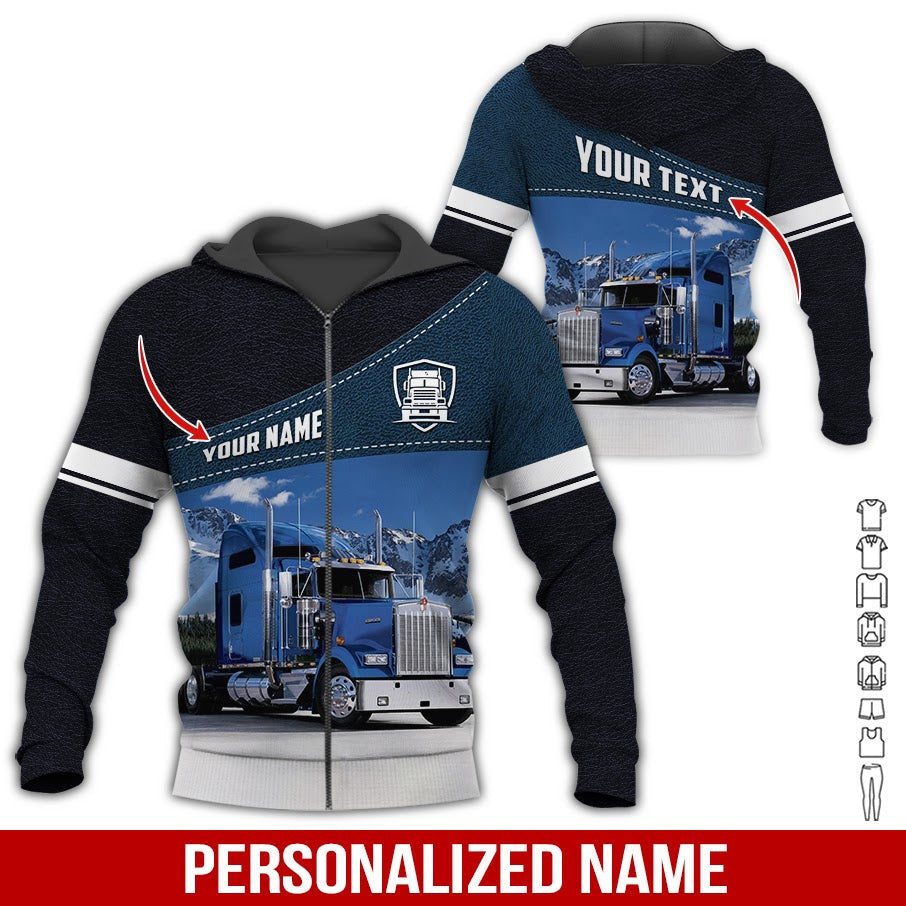 Customized Name Love Truck 3d Printed Shirt, Ideal Present For Grandpa, Uncle, Or Friend Who Is A Trucker, Apparel Truck Driver Shirt