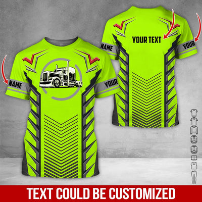 Customized Name Proud Trucker Shirt, 3D Printed Graphic Trucker T-Shirt, Fun Gift for Brother, Boyfriend, or Friend Who Loves Driving Trucks