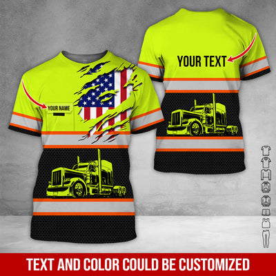 Custom Name Truck Driver Shirt, 3D Printed Pocket Design, Perfect Gift for Husband, Dad, or Grandpa Who Drives Trucks