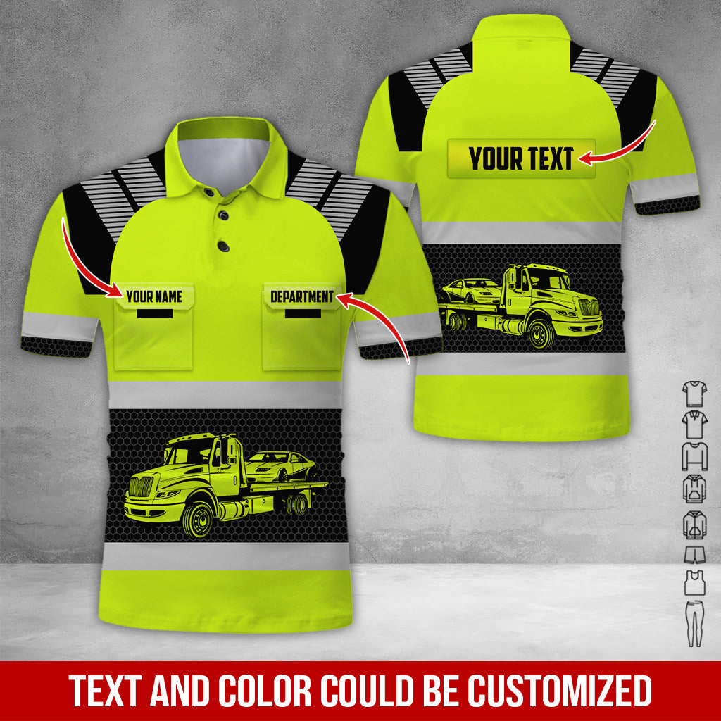Custom Name Love Tow Truck Shirt, 3D Printed Pocket Design, Perfect Gift For Husband Or Dad Who Spends Life On The Road