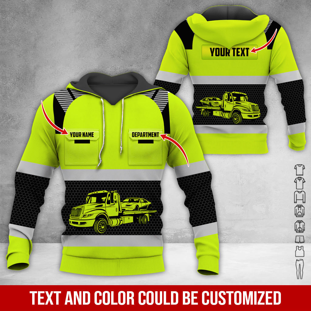 Custom Name Love Tow Truck Shirt, 3D Printed Pocket Design, Perfect Gift For Husband Or Dad Who Spends Life On The Road