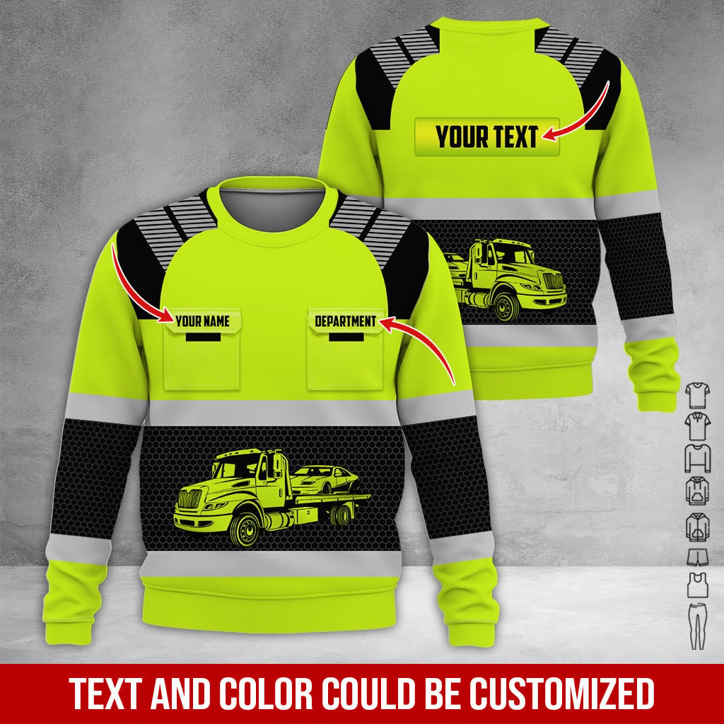 Custom Name Love Tow Truck Shirt, 3D Printed Pocket Design, Perfect Gift For Husband Or Dad Who Spends Life On The Road
