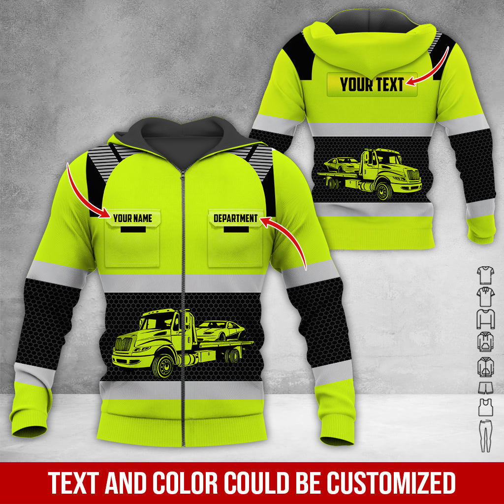 Custom Name Love Tow Truck Shirt, 3D Printed Pocket Design, Perfect Gift For Husband Or Dad Who Spends Life On The Road