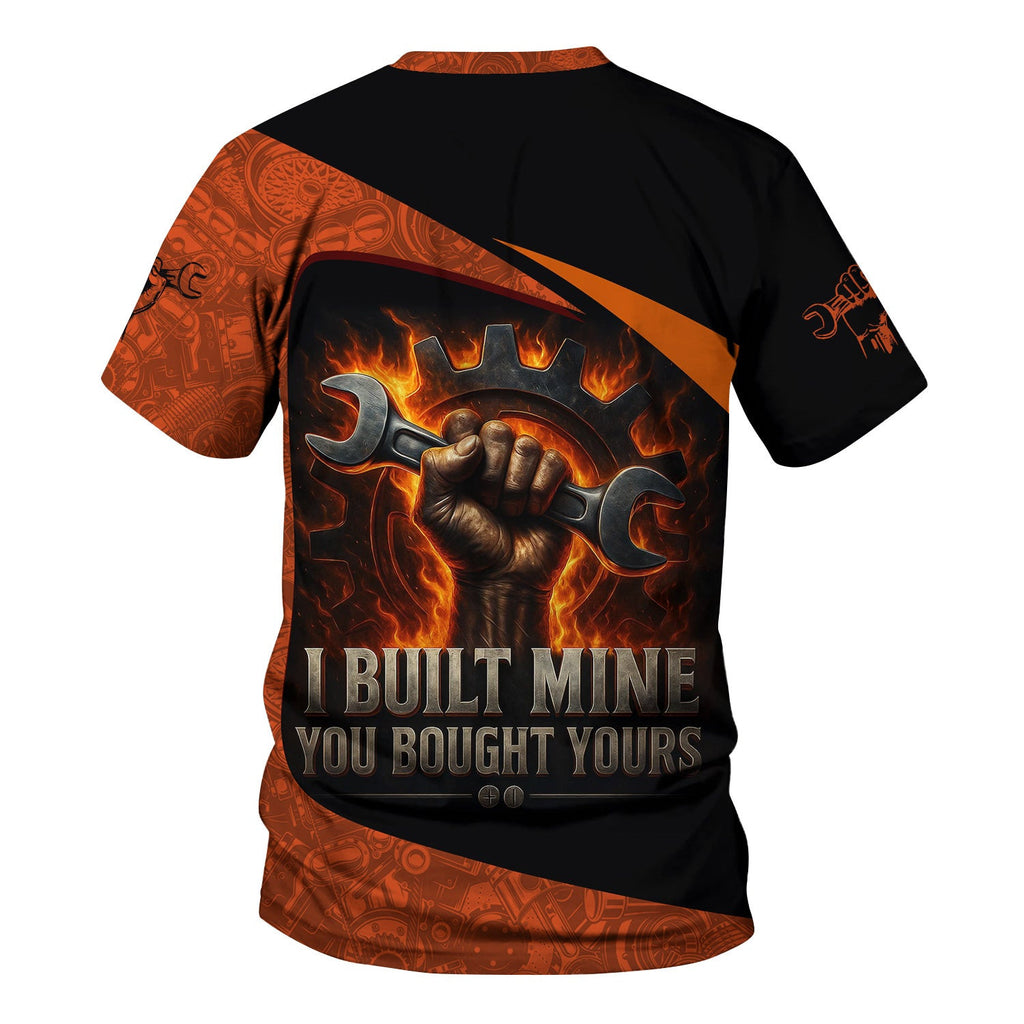 Personalized Mechanic Shirt, I Built Mine You Bought Yours, Flame Design, Gift For Men