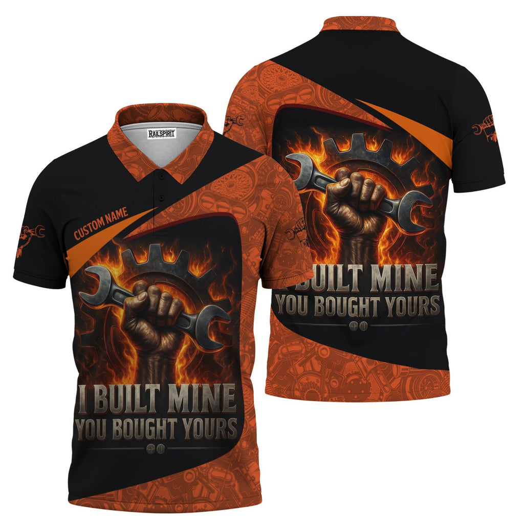 Personalized Mechanic Shirt, I Built Mine You Bought Yours, Flame Design, Gift For Men