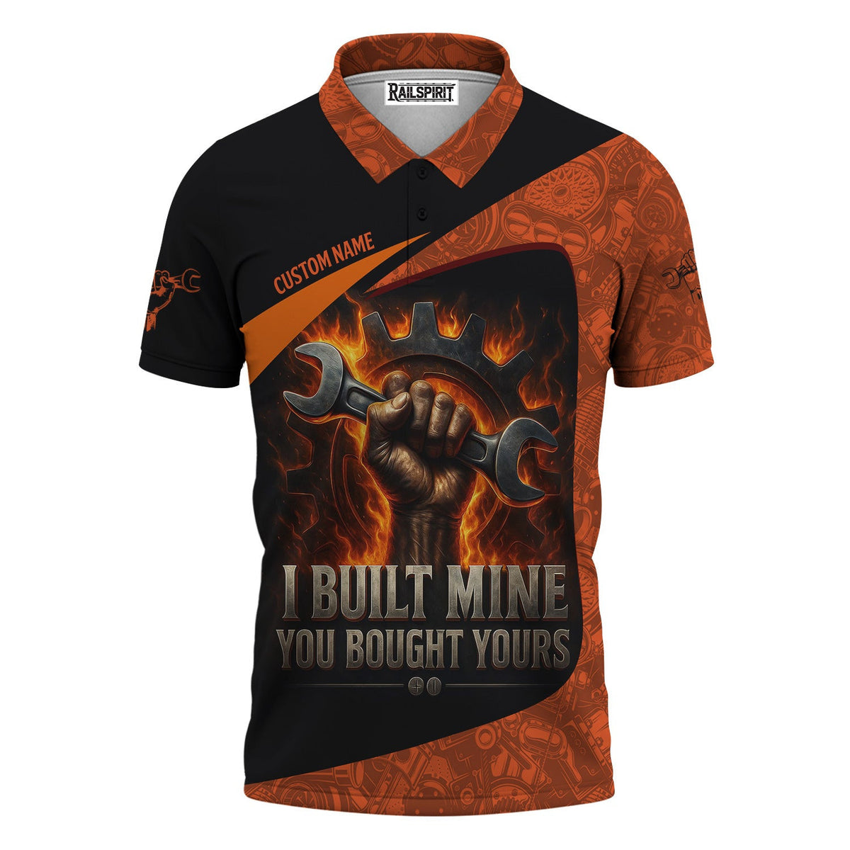 Personalized Mechanic Shirt, I Built Mine You Bought Yours, Flame Design, Gift For Men