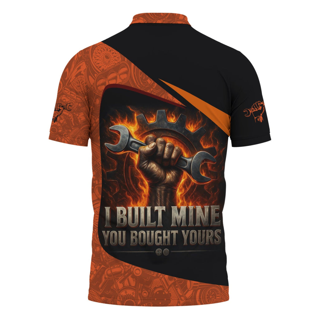 Personalized Mechanic Shirt, I Built Mine You Bought Yours, Flame Design, Gift For Men