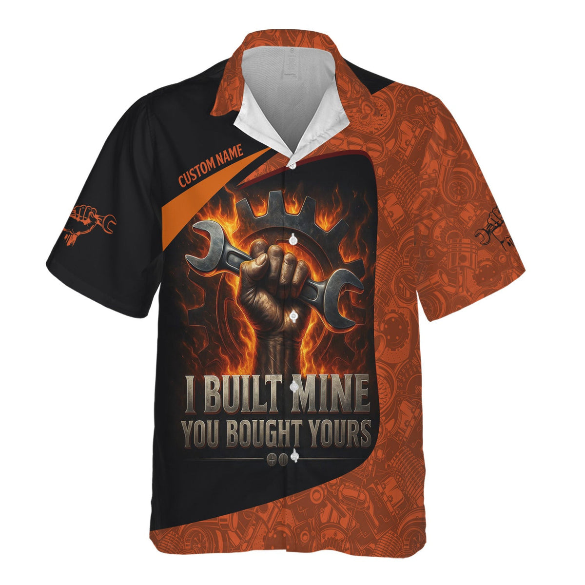 Personalized Mechanic Shirt, I Built Mine You Bought Yours, Flame Design, Gift For Men