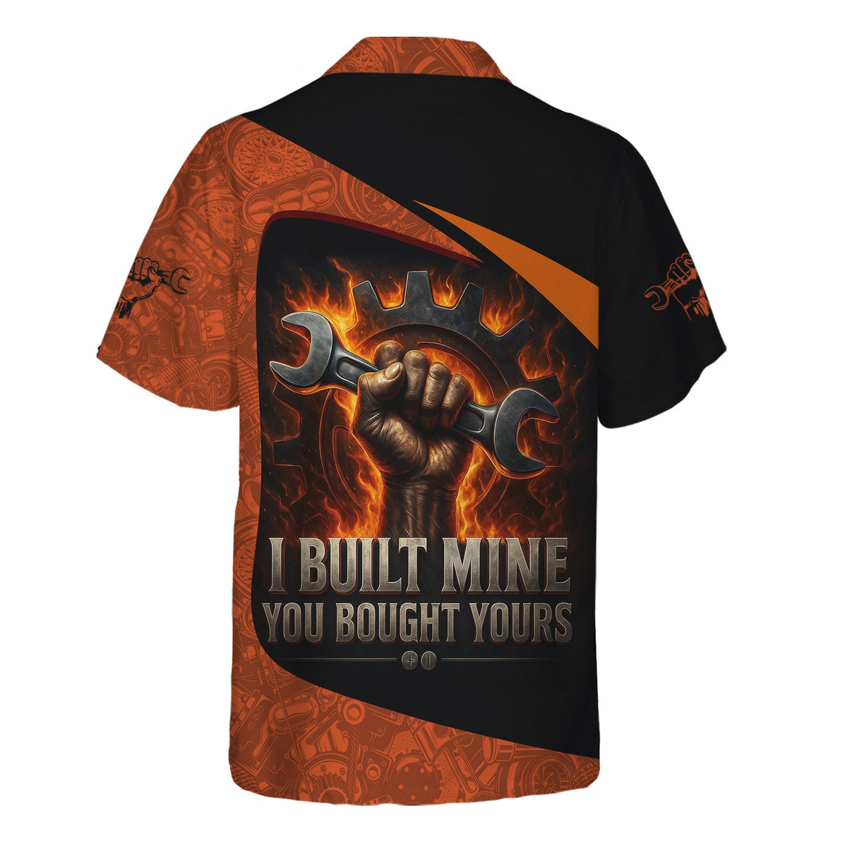 Personalized Mechanic Shirt, I Built Mine You Bought Yours, Flame Design, Gift For Men
