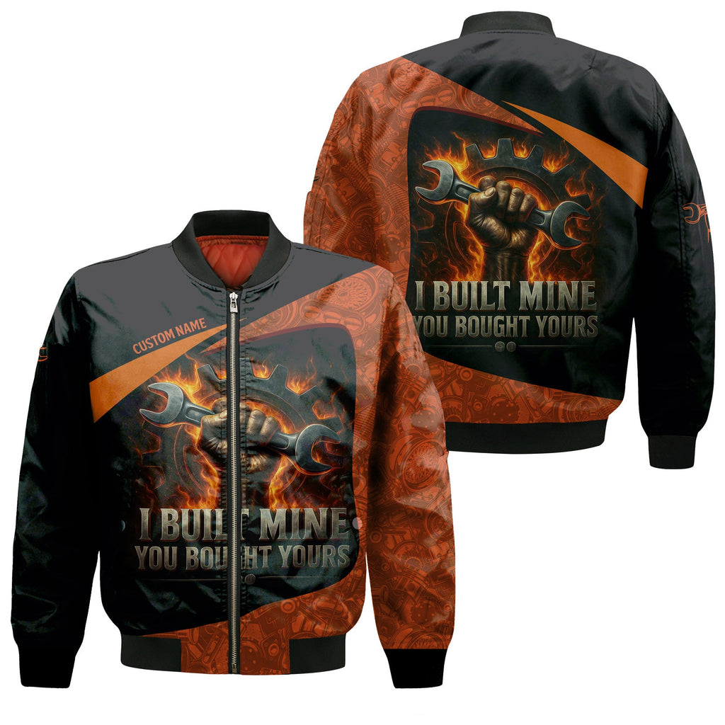 Personalized Mechanic Shirt, I Built Mine You Bought Yours, Flame Design, Gift For Men