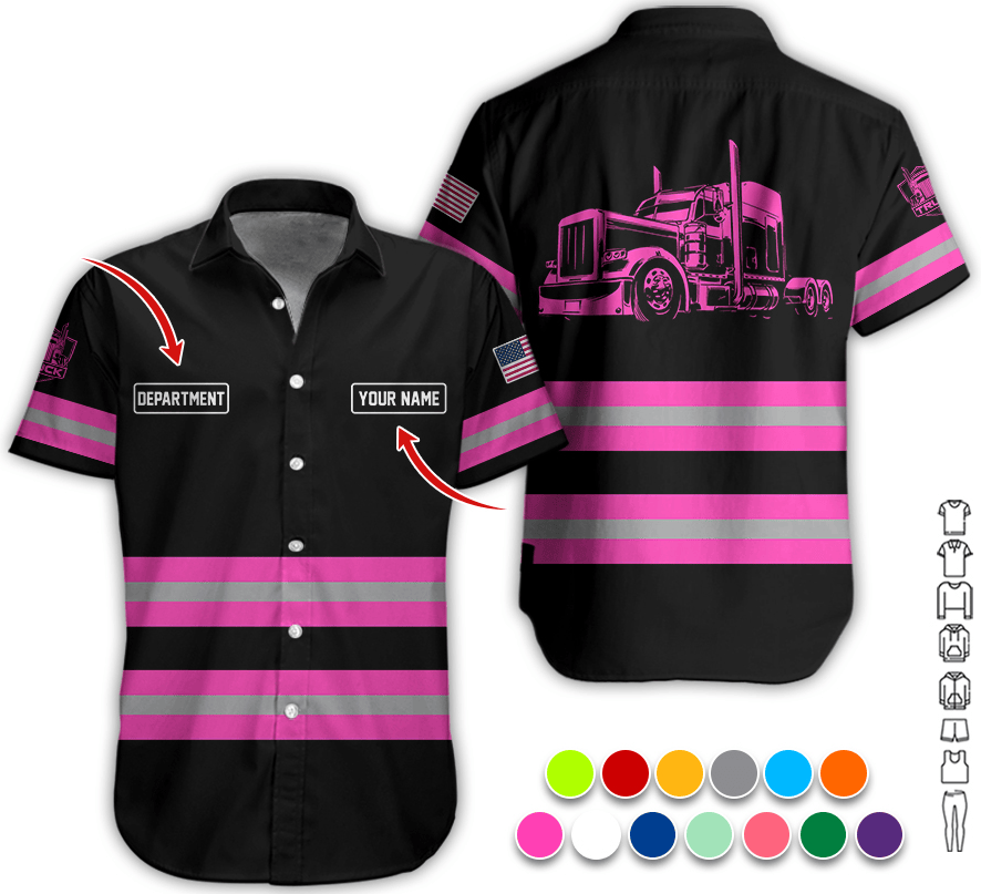 Custom Name Love Truck Shirt, Pink Gift for Men, Husband, or Dad, Trucker Apparel For Men