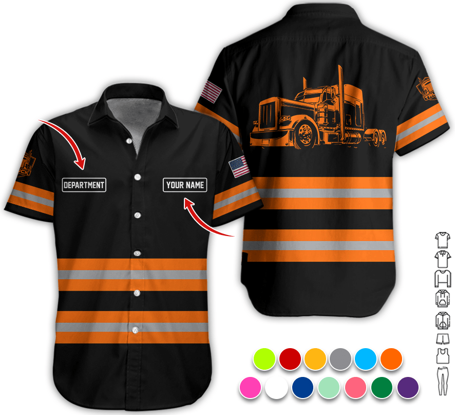 Custom Name Love Truck Shirt, Orange Gift for Men, Husband, or Dad, Trucker Apparel For Men