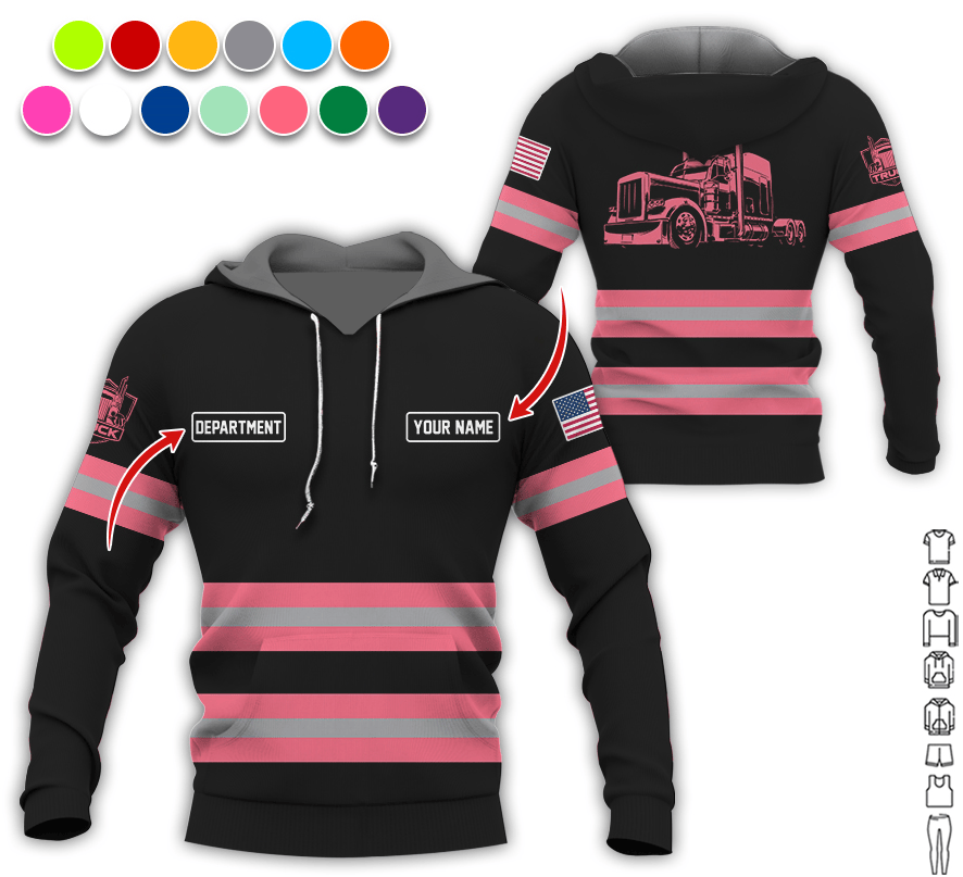 Custom Name Love Truck Shirt, Neon Pink Gift for Men, Husband, or Dad, Trucker Apparel For Men