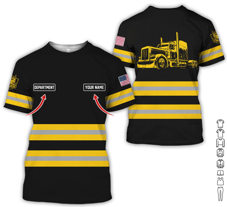 Custom Name Love Truck Shirt, Yellow Gift for Men, Husband, or Dad, Trucker Apparel For Men