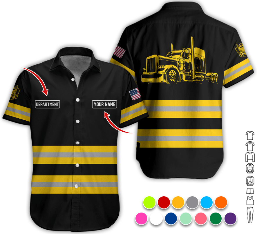 Custom Name Love Truck Shirt, Yellow Gift for Men, Husband, or Dad, Trucker Apparel For Men