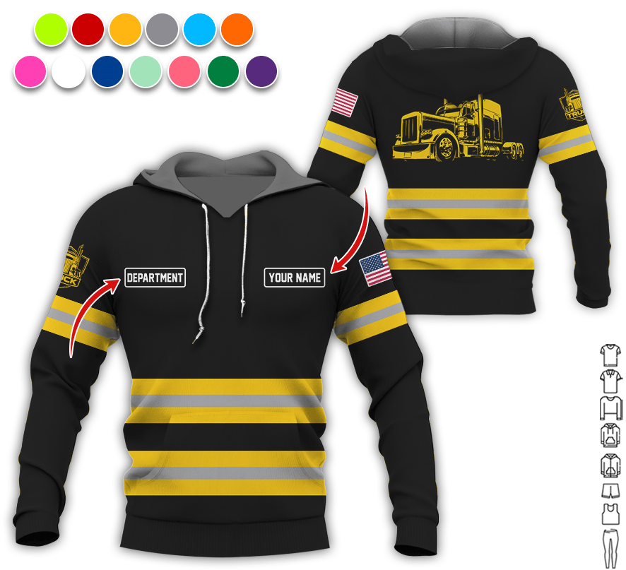Custom Name Love Truck Shirt, Yellow Gift for Men, Husband, or Dad, Trucker Apparel For Men