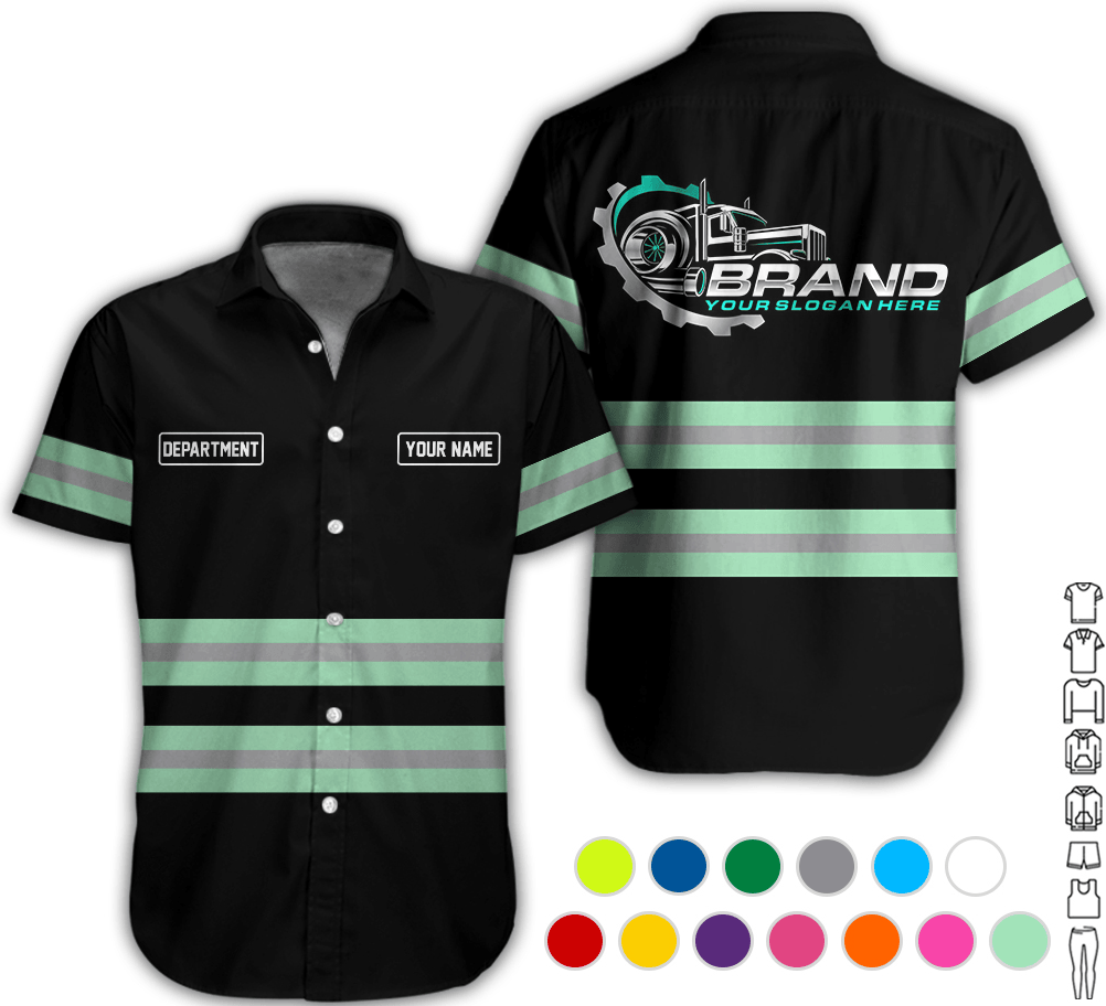 Trucker Shirt With Custom Name, Trucker Shirt In Seafoam, Trucker Gift For Anniversary, Birthday, Size S to 5XL