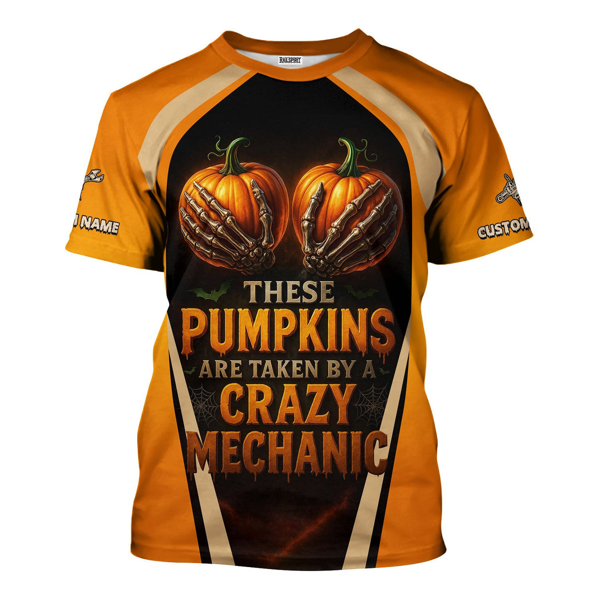 Personalized Mechanic Shirt, Funny Halloween Design These Pumpkins Are Taken By A Crazy Mechanic, Gift For Men