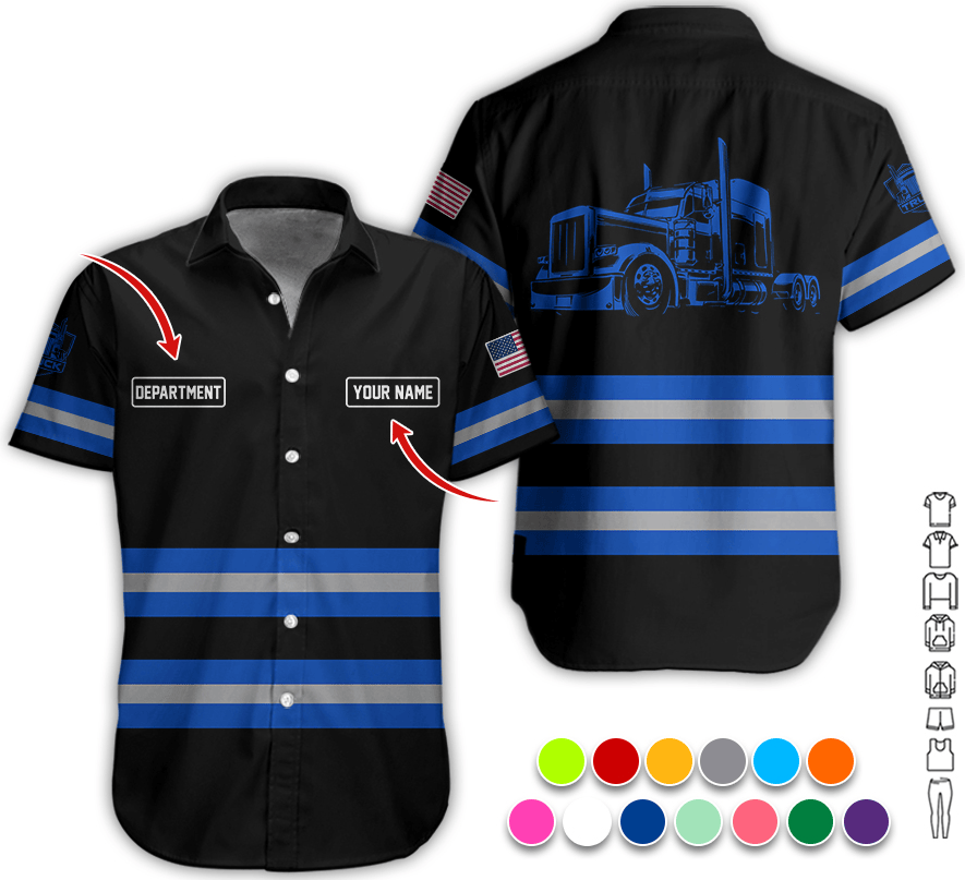 Custom Name Love Truck Shirt, Navy Gift for Men, Husband, or Dad, Trucker Apparel For Men