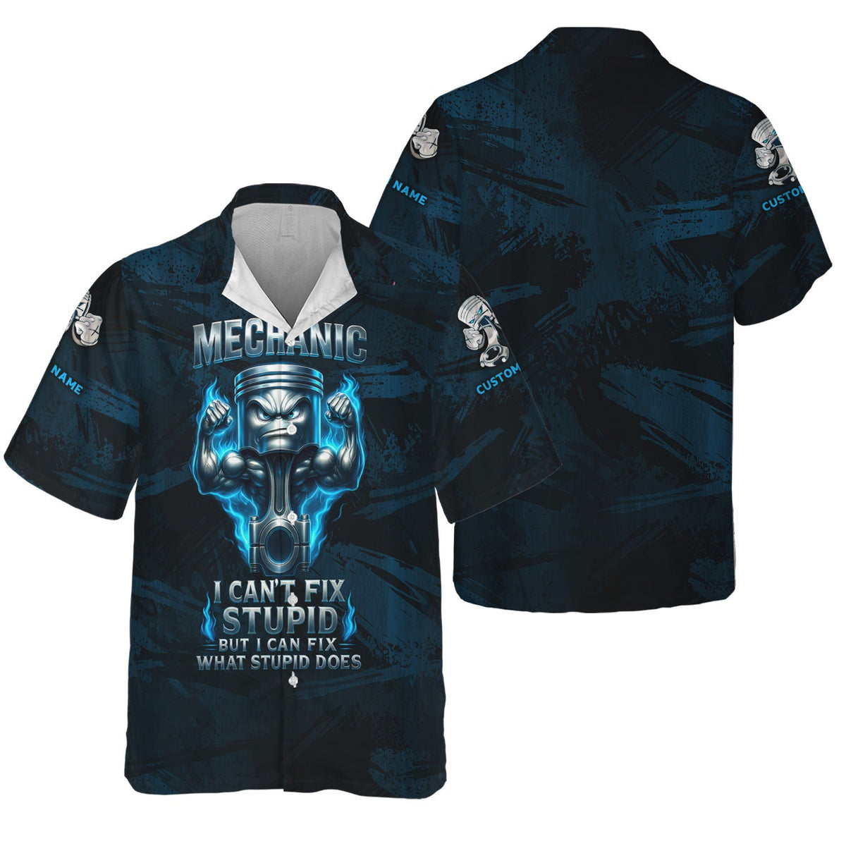 Personalized T-Shirt Mechanic I Can't Fix Stupid But I Can Fix What Stupid Does Muscle Piston Design Shirt For Mechanics