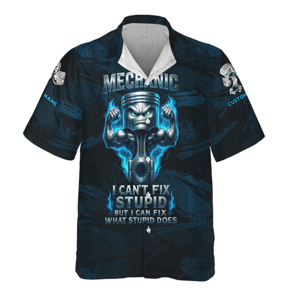 Personalized T-Shirt Mechanic I Can't Fix Stupid But I Can Fix What Stupid Does Muscle Piston Design Shirt For Mechanics