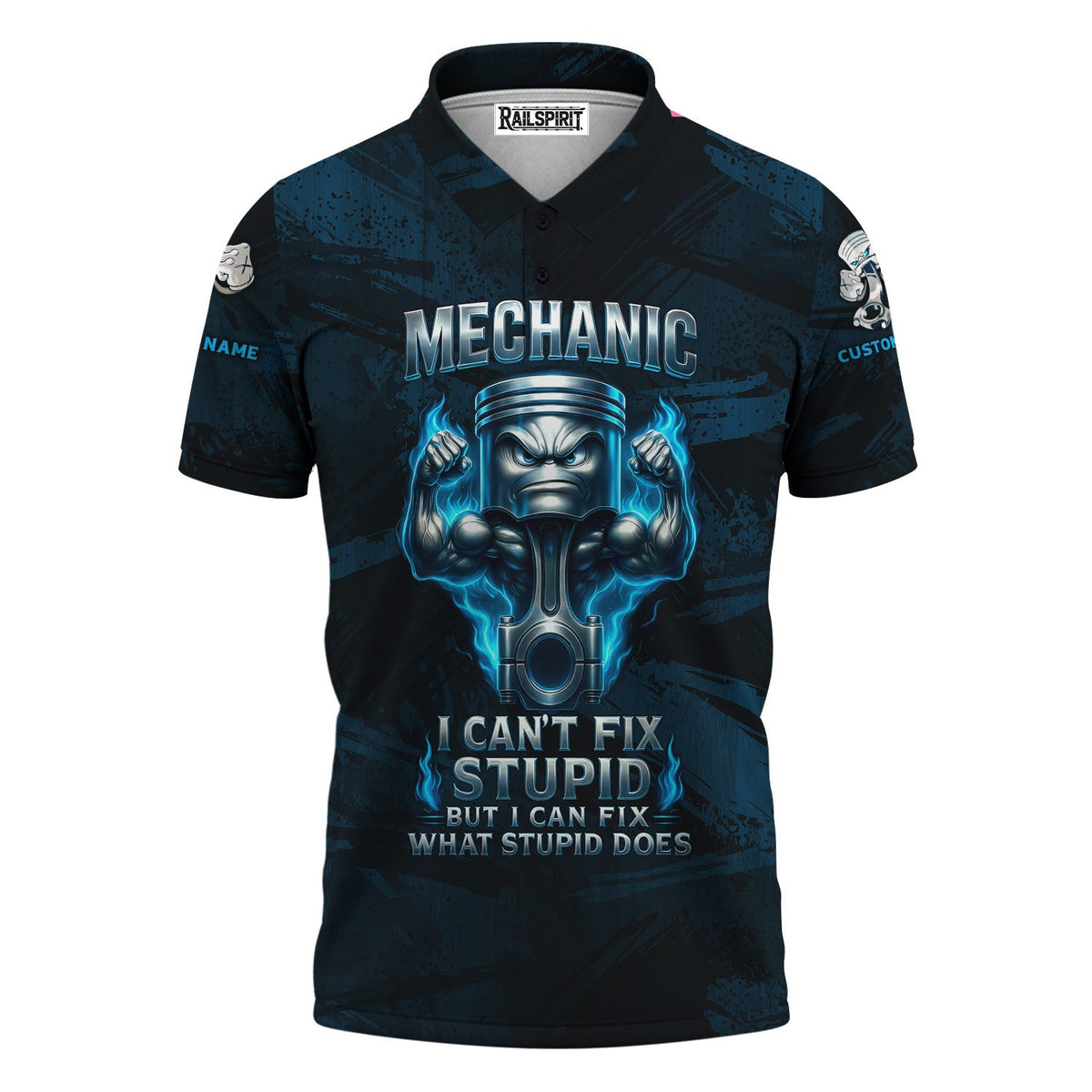 Personalized T-Shirt Mechanic I Can't Fix Stupid But I Can Fix What Stupid Does Muscle Piston Design Shirt For Mechanics