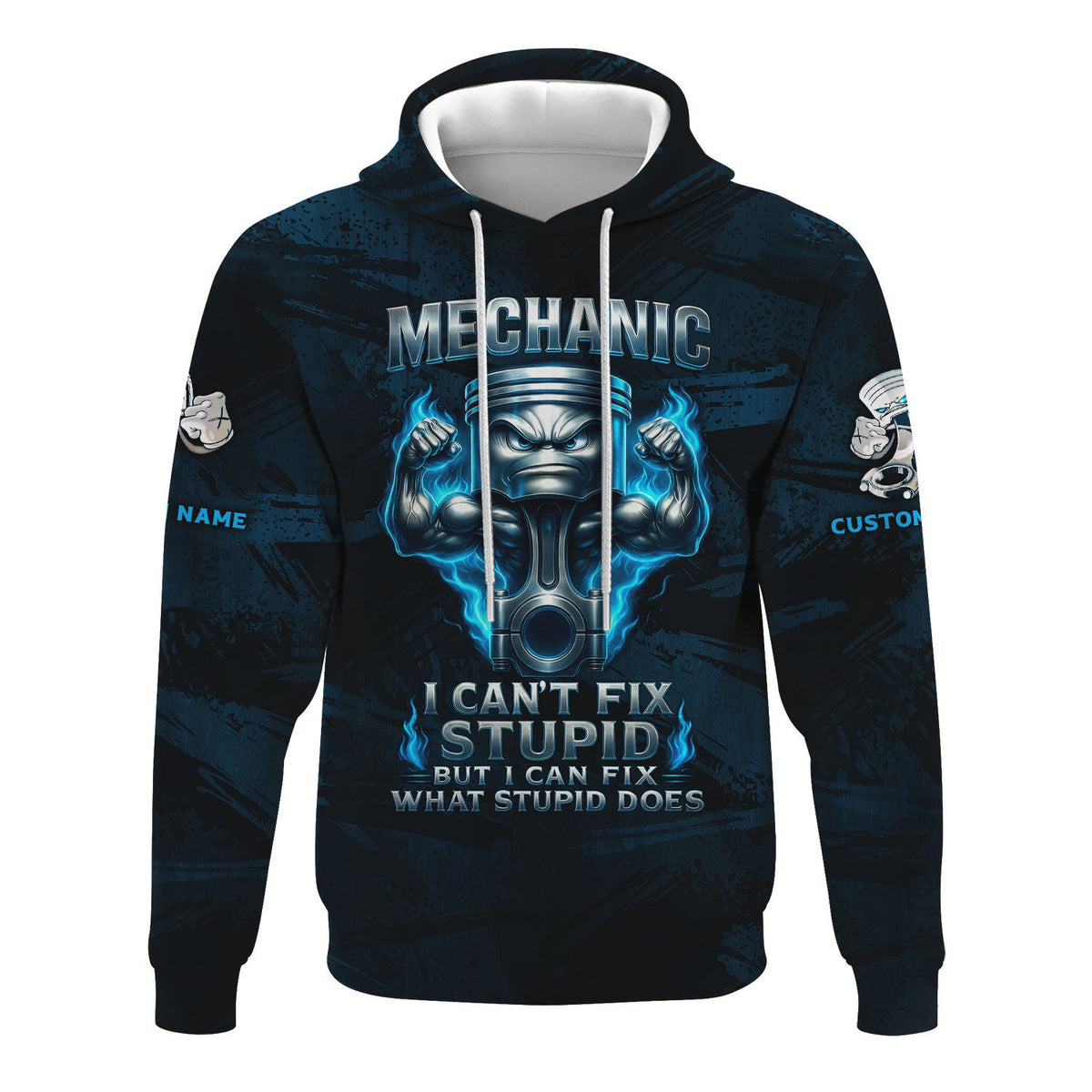 Personalized T-Shirt Mechanic I Can't Fix Stupid But I Can Fix What Stupid Does Muscle Piston Design Shirt For Mechanics