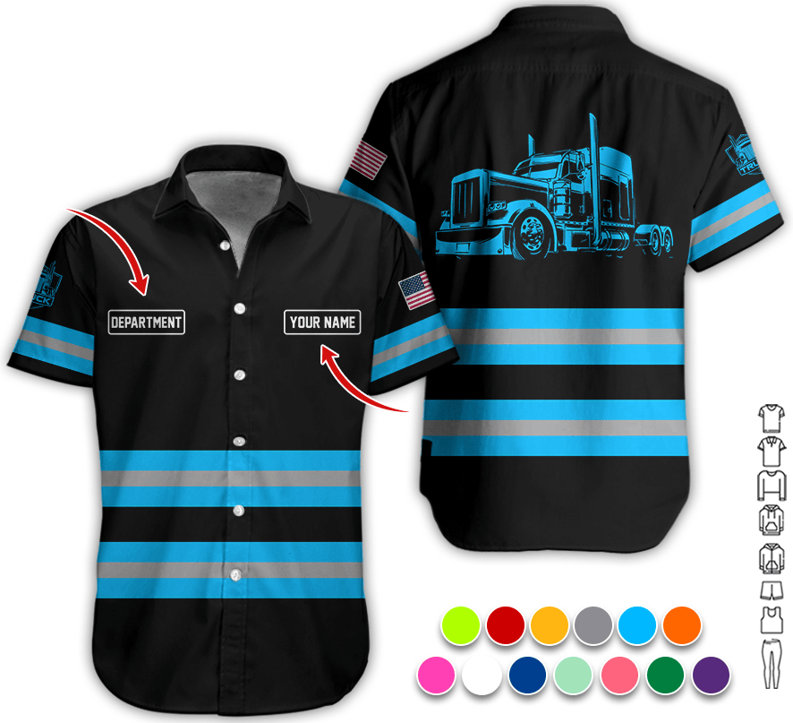 Custom Name Love Truck Shirt, Blue Gift for Men, Husband, or Dad, Trucker Apparel For Men