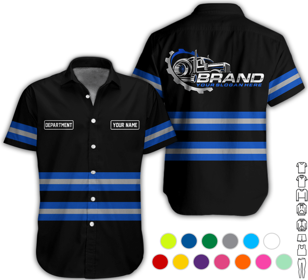Trucker Shirt With Custom Name, Trucker Shirt In Blue, Trucker Gift For Anniversary, Birthday, Size S to 5XL