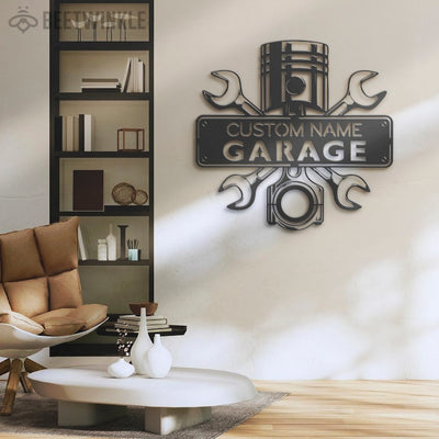 Custom Garage Mechanic Metal Sign Wall Art LED Light Personalized Workshop Name Sign Home Decor Car Mechanic Repair Decoration Repairman Birthday Xmas