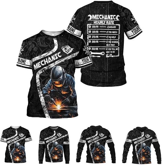 Custom Mechanic Shirts for Men, Mechanic Shirt Gifts for Mechanical Man on Labor Day, Mechanic Labor Rates T-Shirt Hoodie