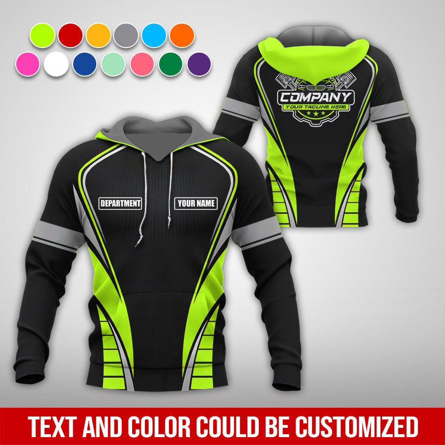 Personalized Mechanic 3D Print Shirt, Yellow Green Mechanic Work Shirt, Gift Idea for Auto Technicians, Comfortable Fit for Men and Women