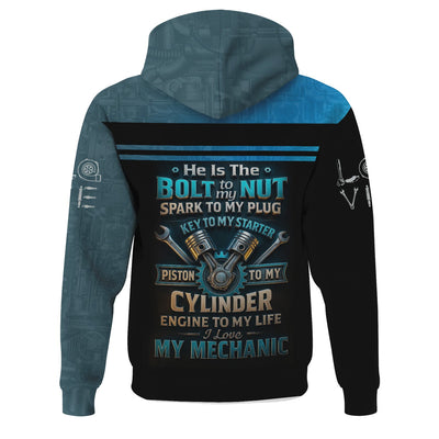 Personalized T-Shirt He Is The Bolt To My Nut, Funny Mechanic Couple Gift, Auto Mechanic Gift For Boyfriend Or Husband