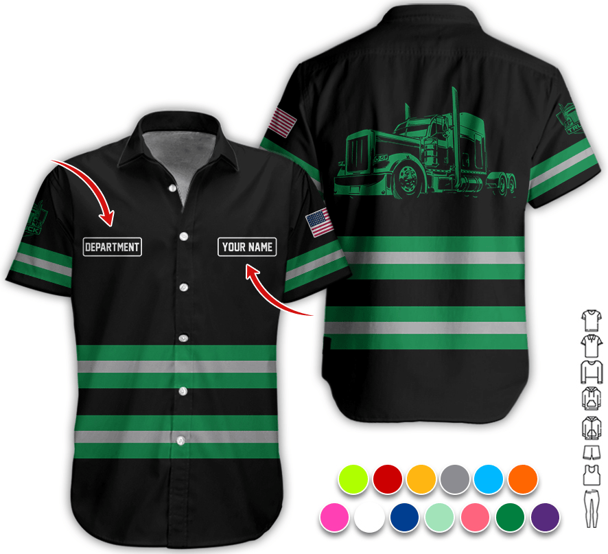 Custom Name Love Truck Shirt, Green Gift for Men, Husband, or Dad, Trucker Apparel For Men