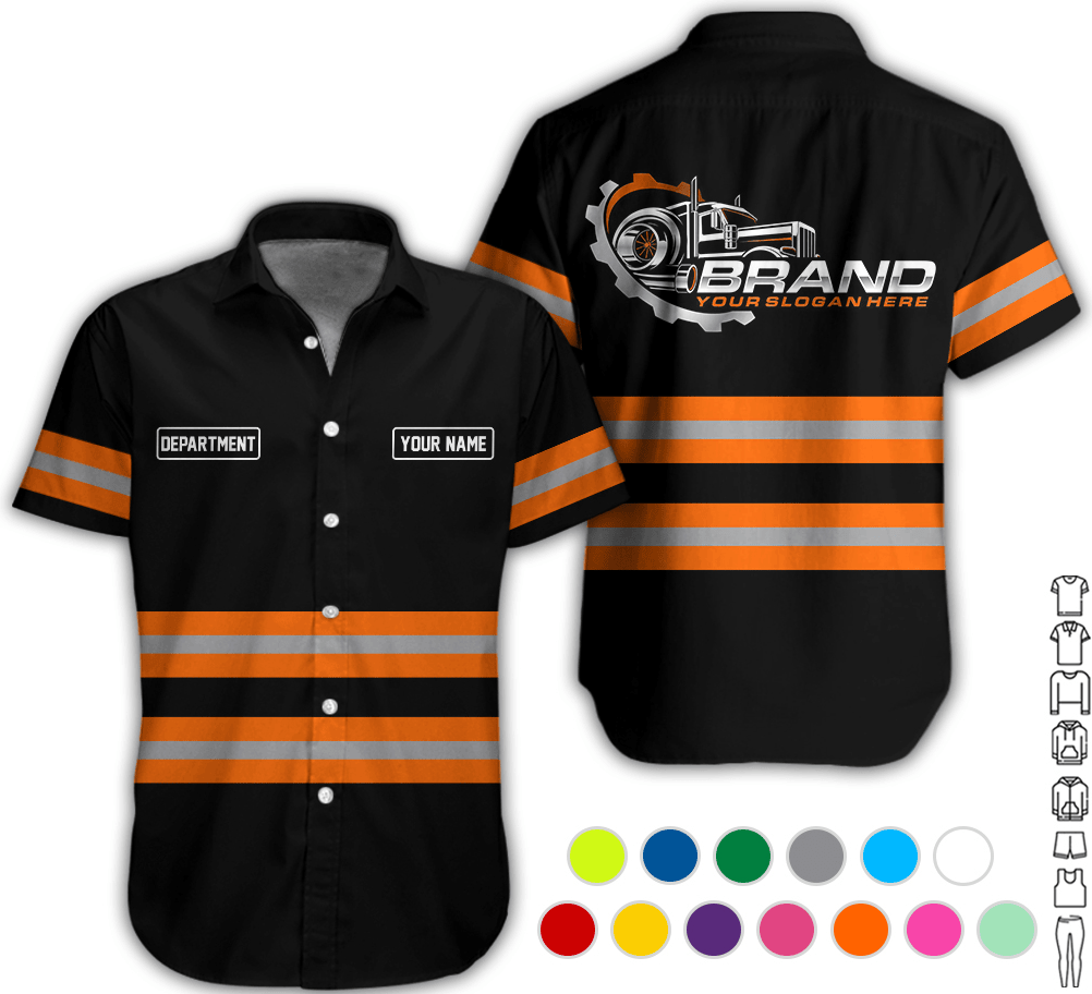 Trucker Shirt With Custom Name, Trucker Shirt In Orange, Trucker Gift For Anniversary, Birthday, Size S to 5XL