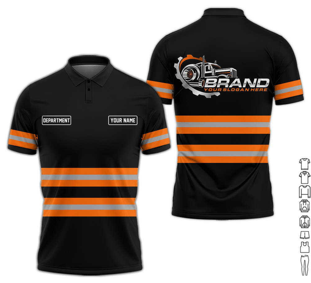 Trucker Shirt With Custom Name, Trucker Shirt In Orange, Trucker Gift For Anniversary, Birthday, Size S to 5XL
