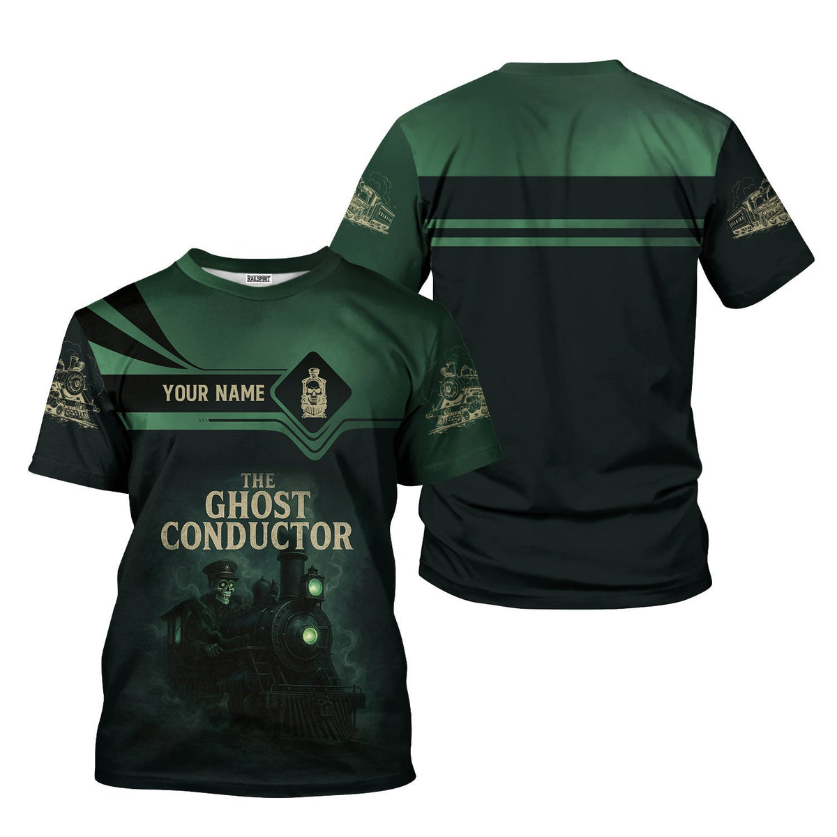Custom Name Steam Train T-shirt, The Ghost Conductor Design, Scary Funny Design, Train Lover Gift