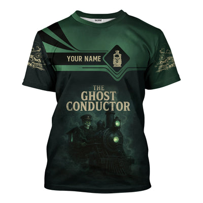 Custom Name Steam Train T-shirt, The Ghost Conductor Design, Scary Funny Design, Train Lover Gift