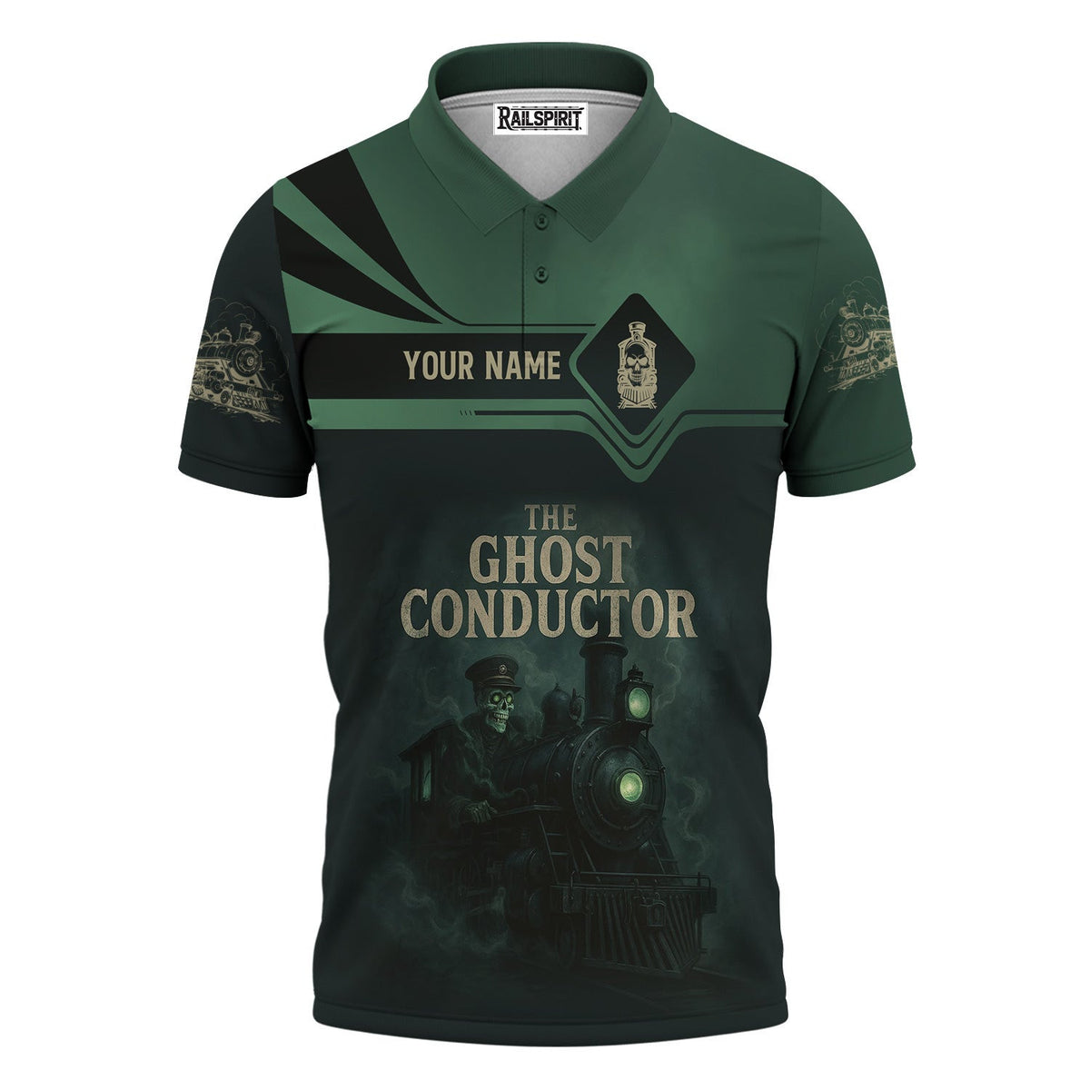 Custom Name Steam Train T-shirt, The Ghost Conductor Design, Scary Funny Design, Train Lover Gift