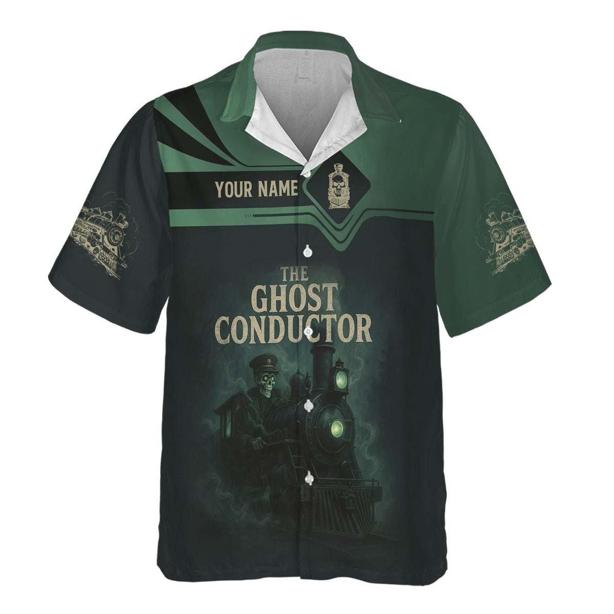 Custom Name Steam Train T-shirt, The Ghost Conductor Design, Scary Funny Design, Train Lover Gift