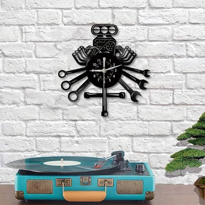 Personalized Mechanic Theme Vinyl Record Wall Clock Home Decor