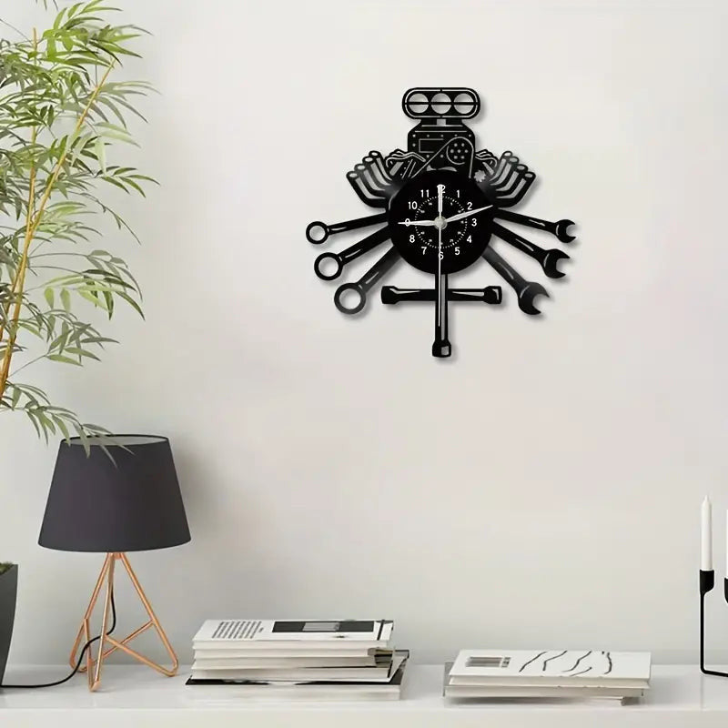 Personalized Mechanic Theme Vinyl Record Wall Clock Home Decor