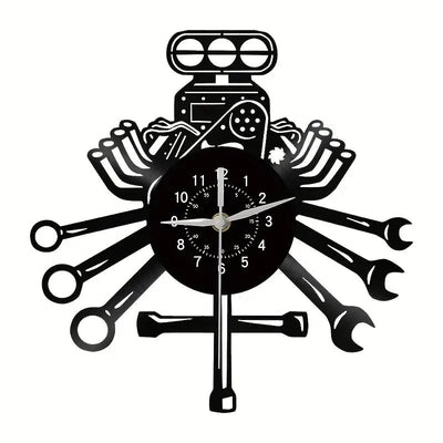 Personalized Mechanic Theme Vinyl Record Wall Clock Home Decor