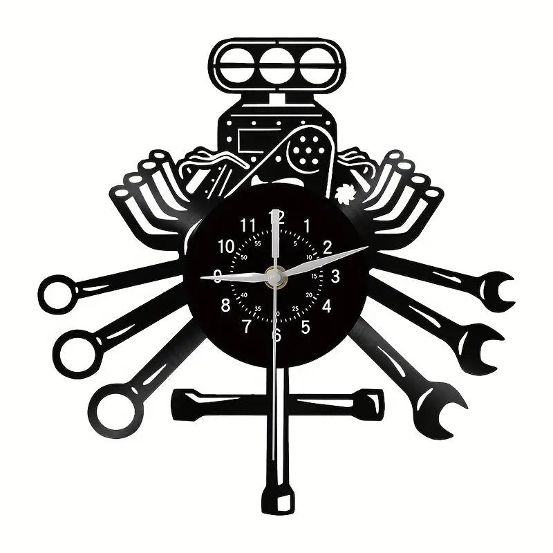 Personalized Mechanic Theme Vinyl Record Wall Clock Home Decor