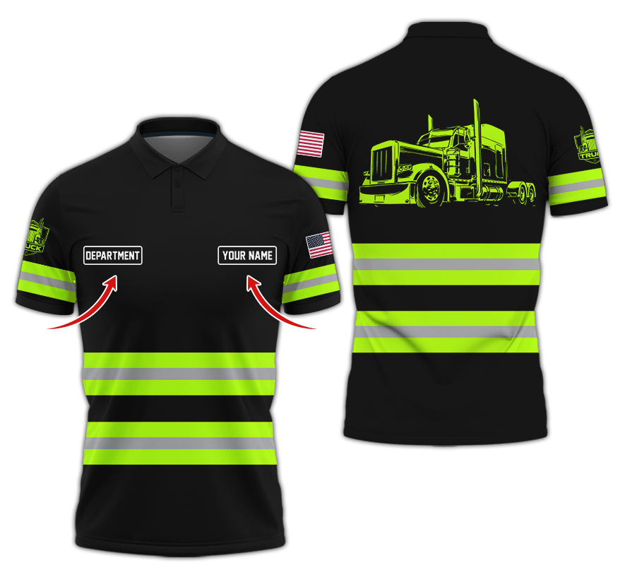 Custom Name Love Truck Shirt, Yellow Green Gift for Men, Husband, or Dad, Trucker Apparel For Men