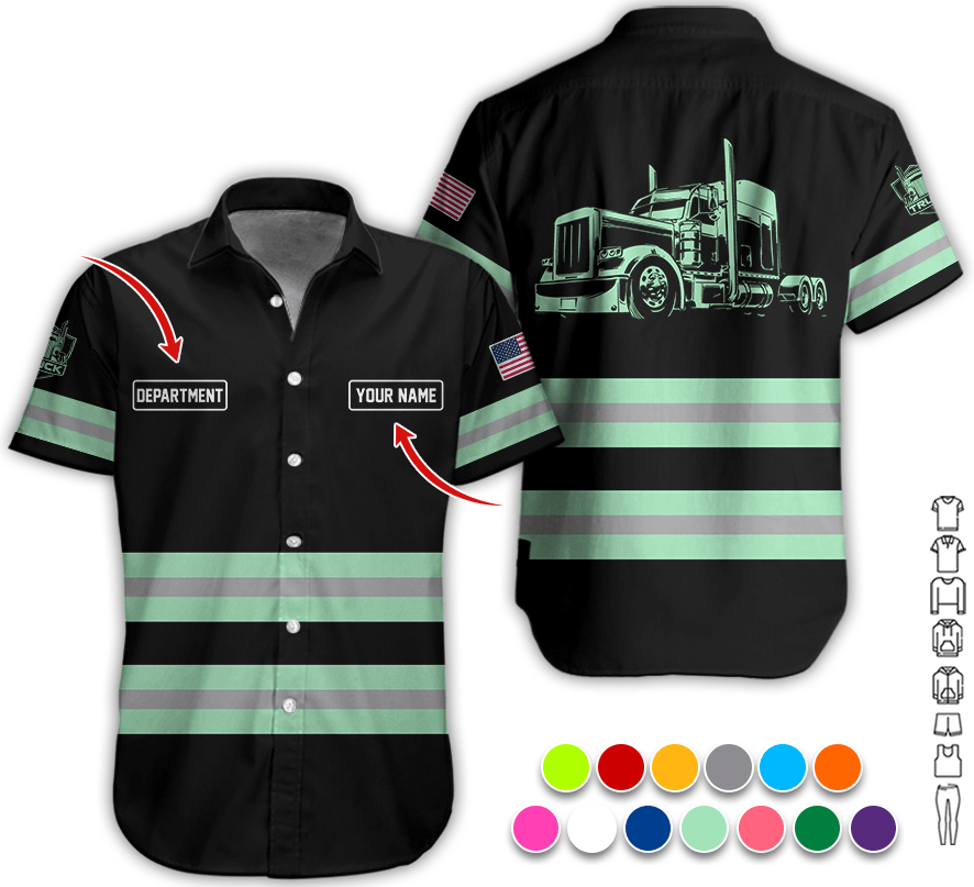 Custom Name Love Truck Shirt, Seafoam Gift for Men, Husband, or Dad, Trucker Apparel For Men