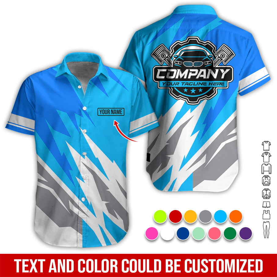 Custom Printed Mechanic Shirt, Great Gift for Husband, Blue Color, Comfortable Daily Fit, Size S to 5XL