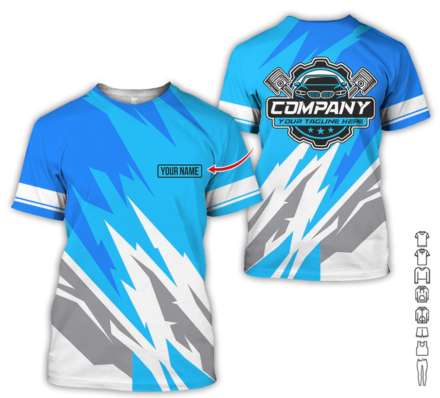 Custom Printed Mechanic Shirt, Great Gift for Husband, Blue Color, Comfortable Daily Fit, Size S to 5XL